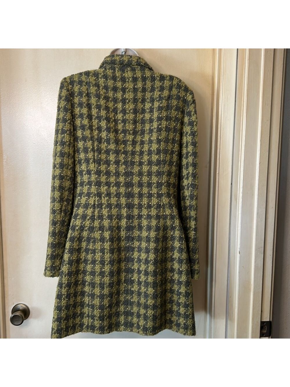 INC Green/gray plaid double breasted overcoat size M - Picture 5 of 8